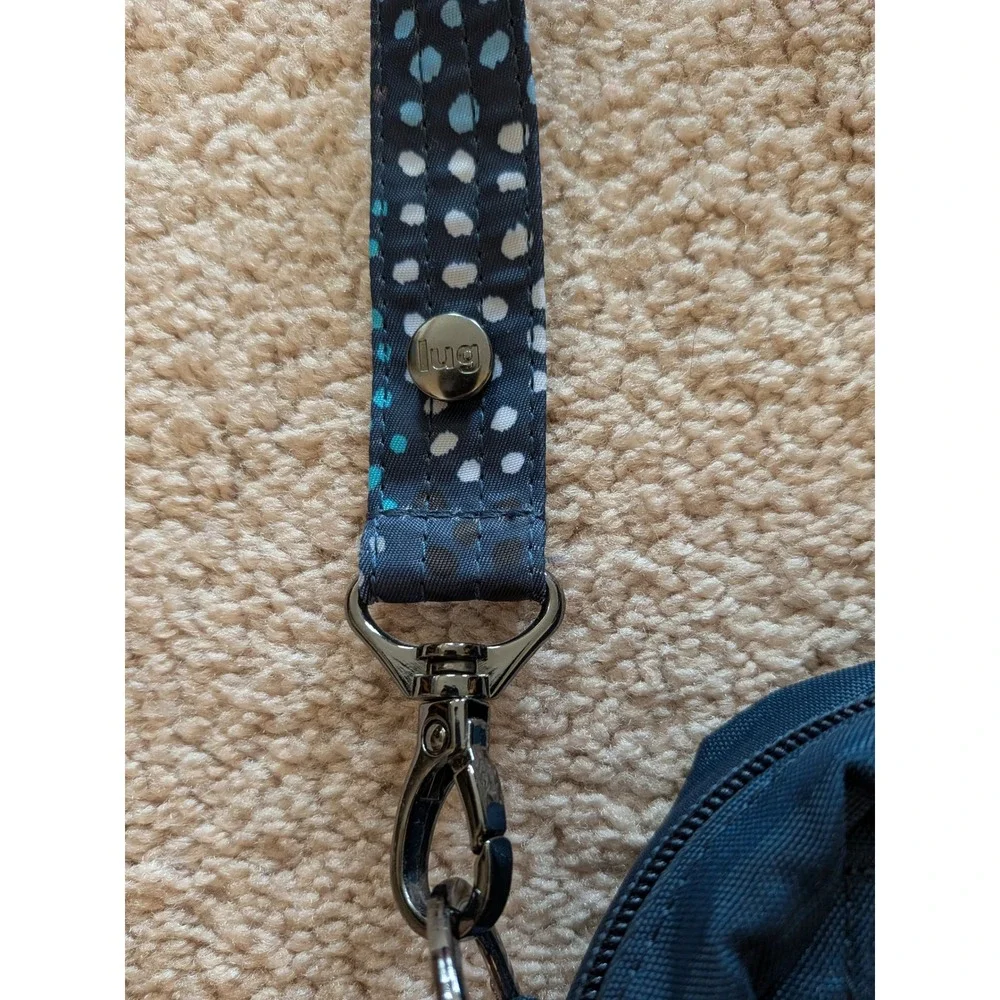 Lug Canter 2 Quilted Crossbody Bag Navy Blue Polka Dot Strap